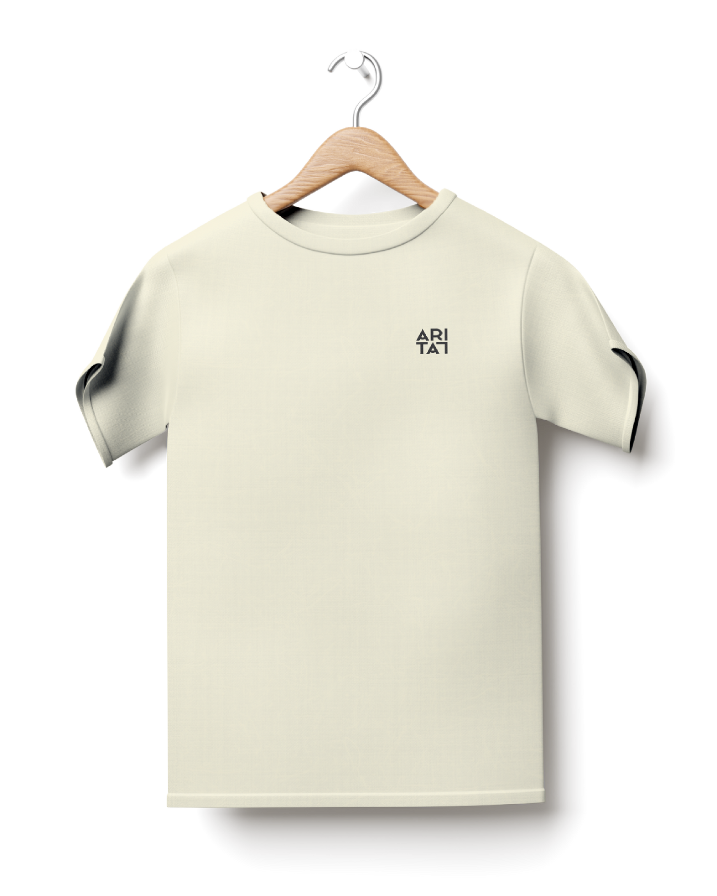 Slightly Oversize Off-white T-Shirt with Embroidered Pocket Logo Mock-Up