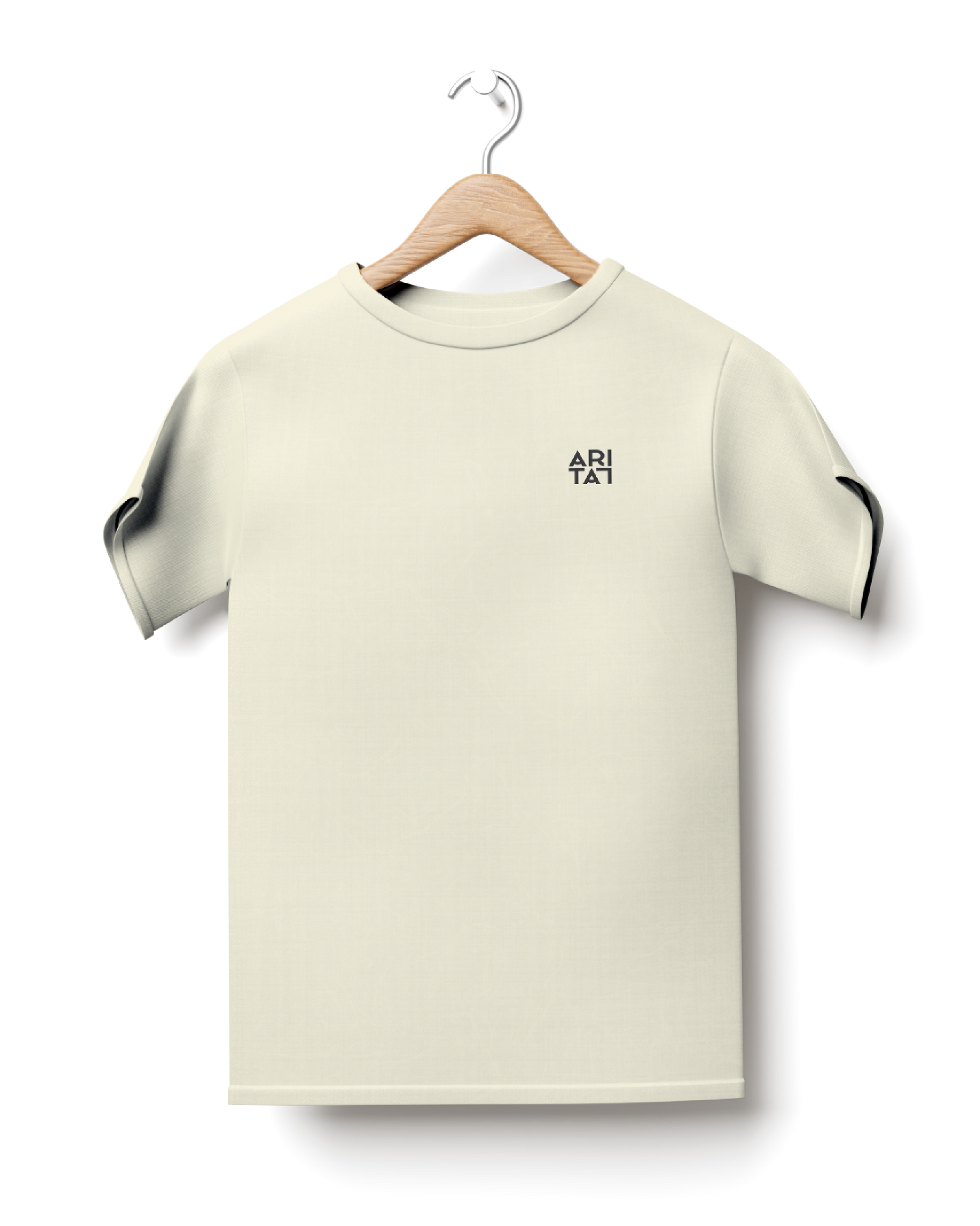 Slightly Oversize Off-white T-Shirt with Embroidered Pocket Logo Mock-Up