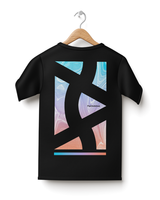 Slightly Oversize Black T-Shirt with Back Design Mock-Up