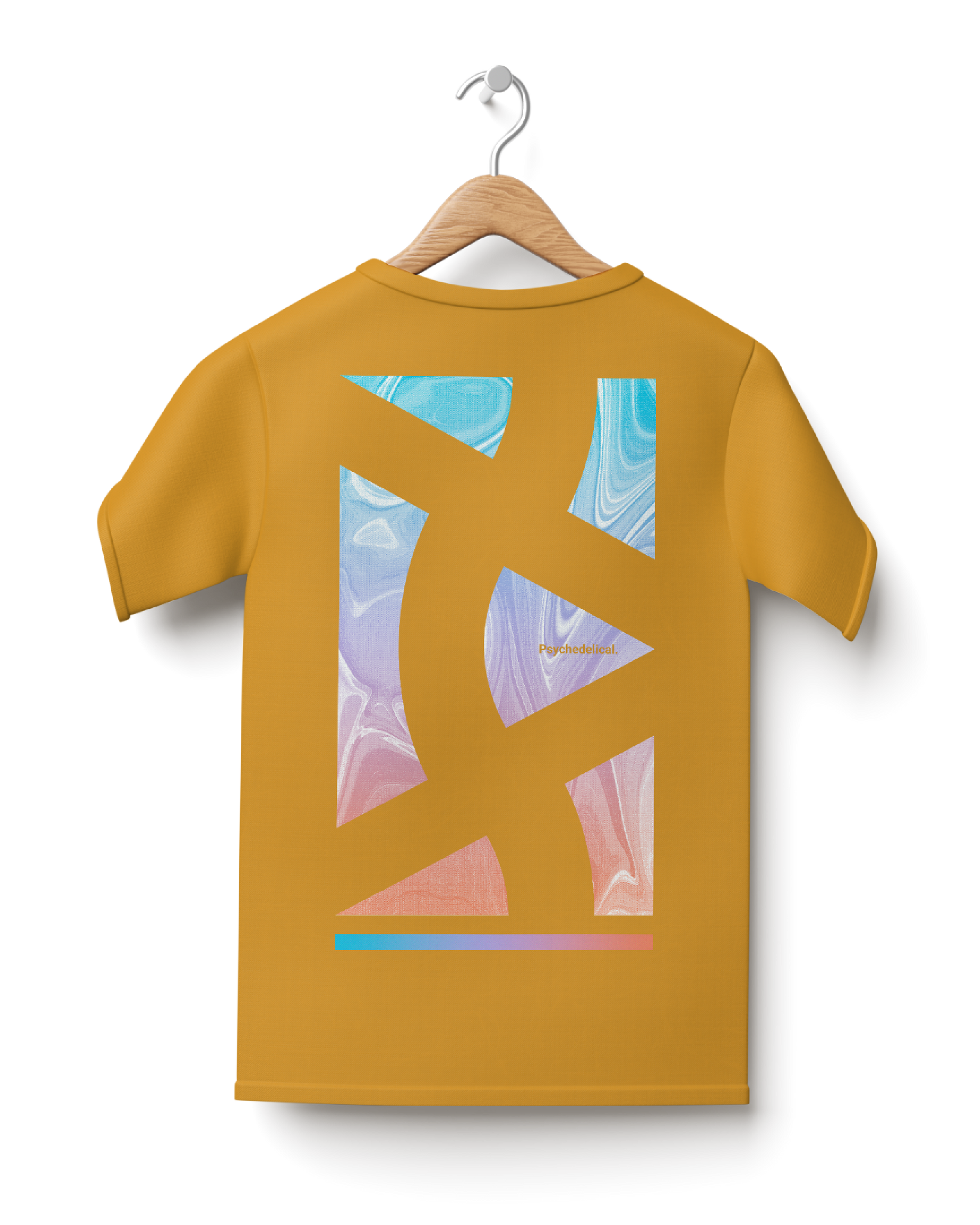 Slightly Oversize Mustard T-Shirt with Back Design Mock-Up