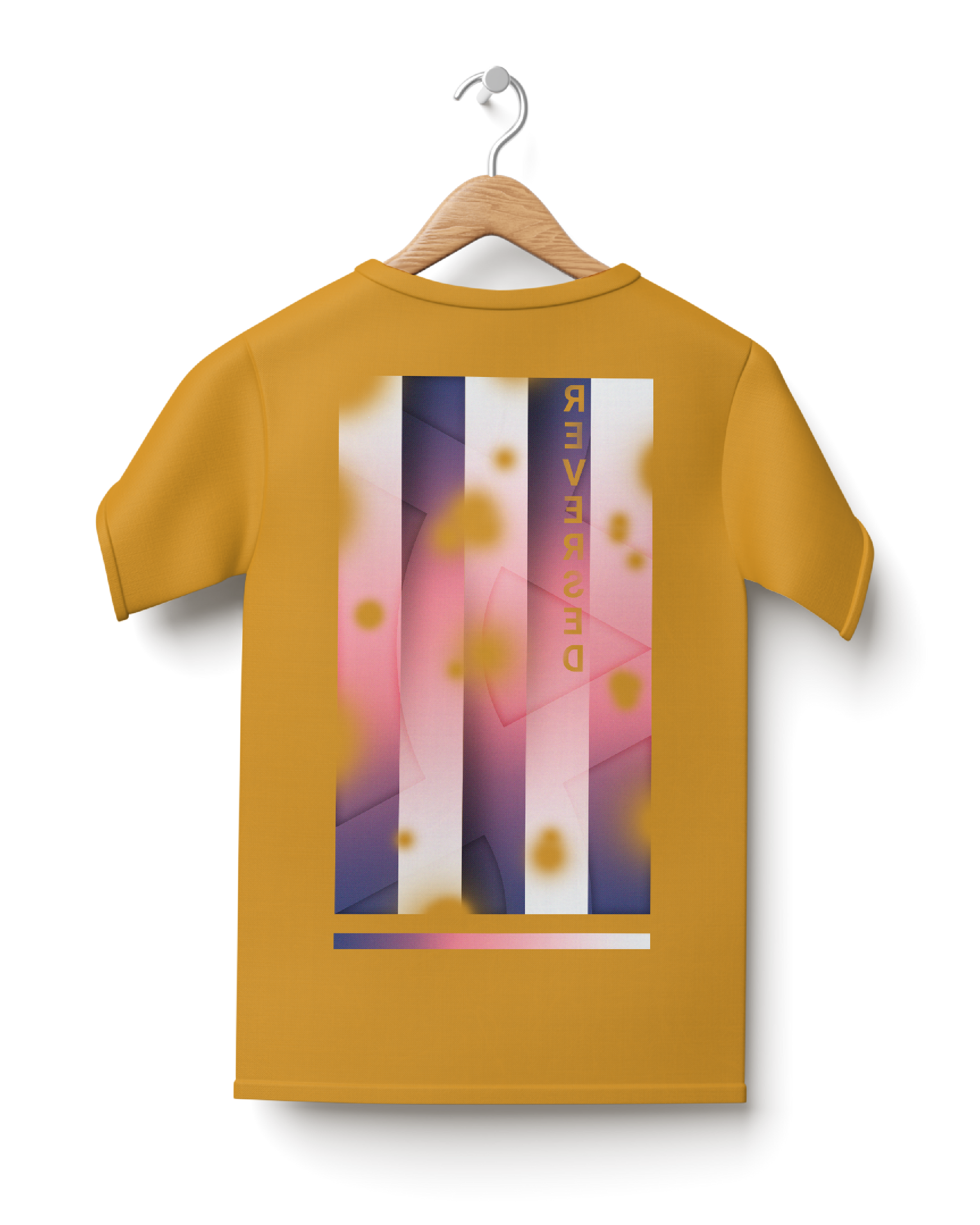 Slightly Oversize Mustard T-Shirt with Back Design Mock-Up